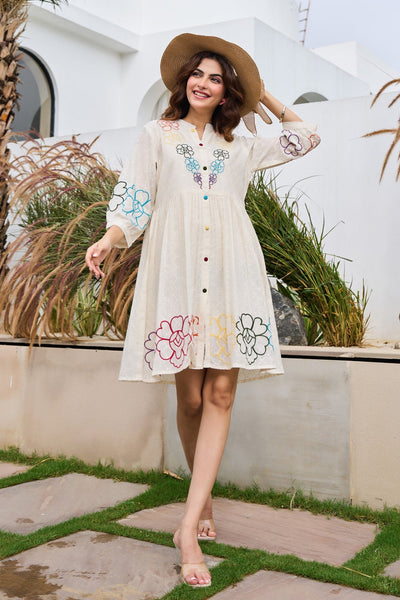 Elegant Merino Embroidered Dress