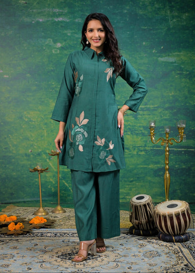 Olive Drape Embroidered Set