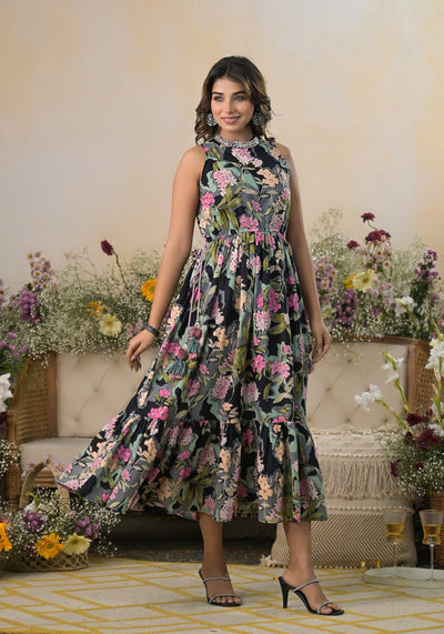 Verdant Bloom Handcrafted Cotton Dress