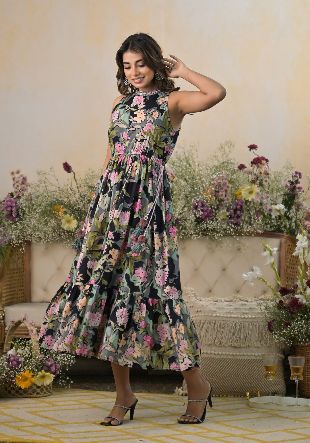 Verdant Bloom Handcrafted Cotton Dress