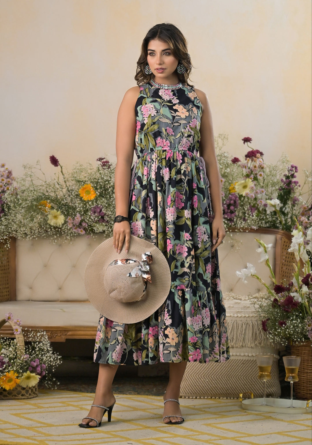 Verdant Bloom Handcrafted Cotton Dress