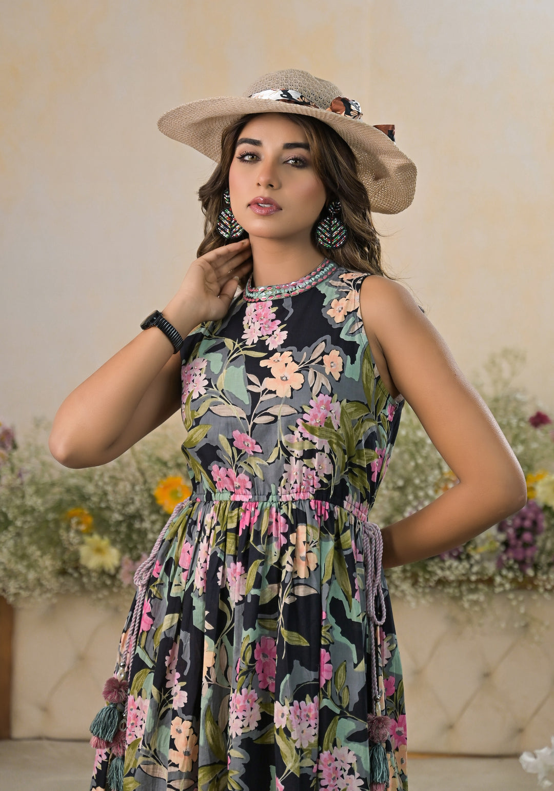 Verdant Bloom Handcrafted Cotton Dress