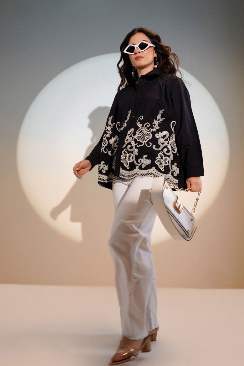 Graphite Thread Embroidered Shirt