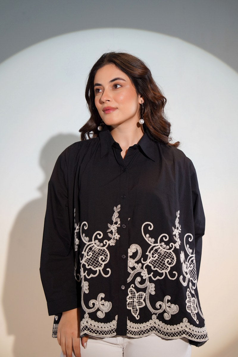 Graphite Thread Embroidered Shirt