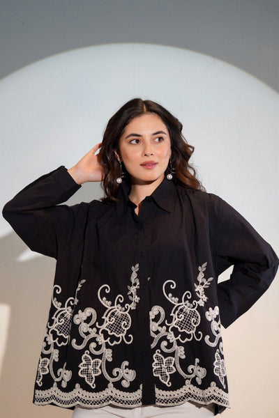 Graphite Thread Embroidered Shirt