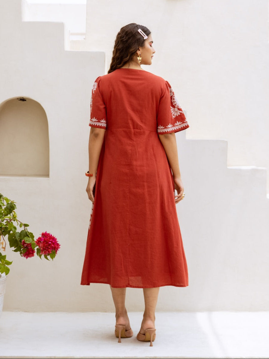 Brickstone Embroidery Cotton Dress
