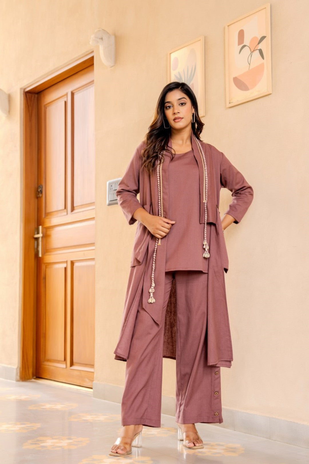 Stylish Mocha Cotton Fusion 3 Pc Set