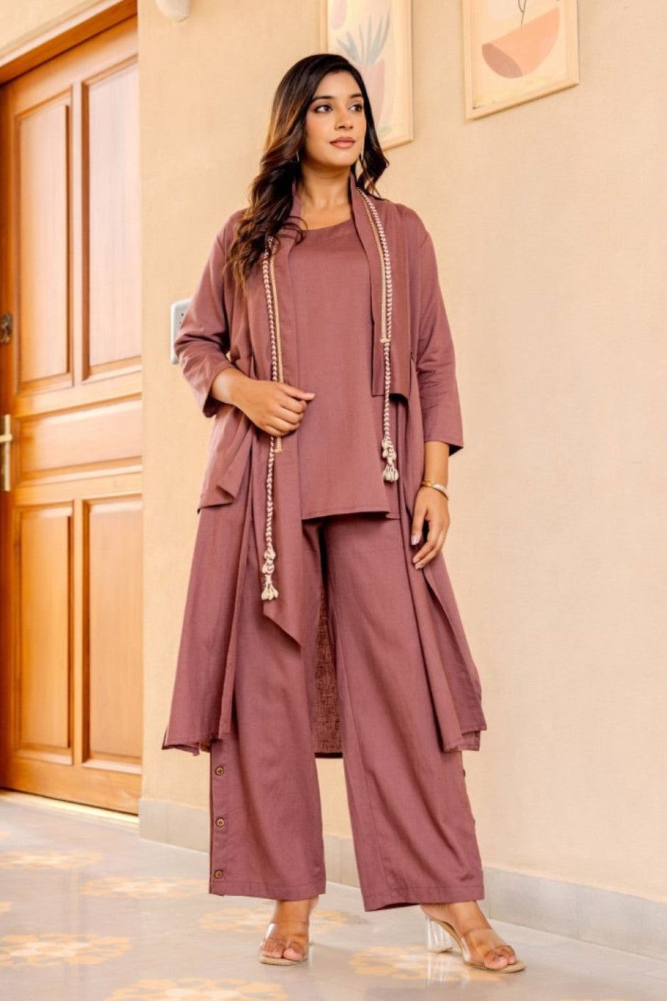 Stylish Mocha Cotton Fusion 3 Pc Set