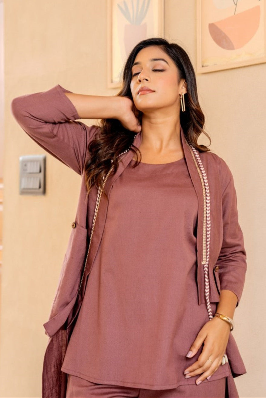 Stylish Mocha Cotton Fusion 3 Pc Set